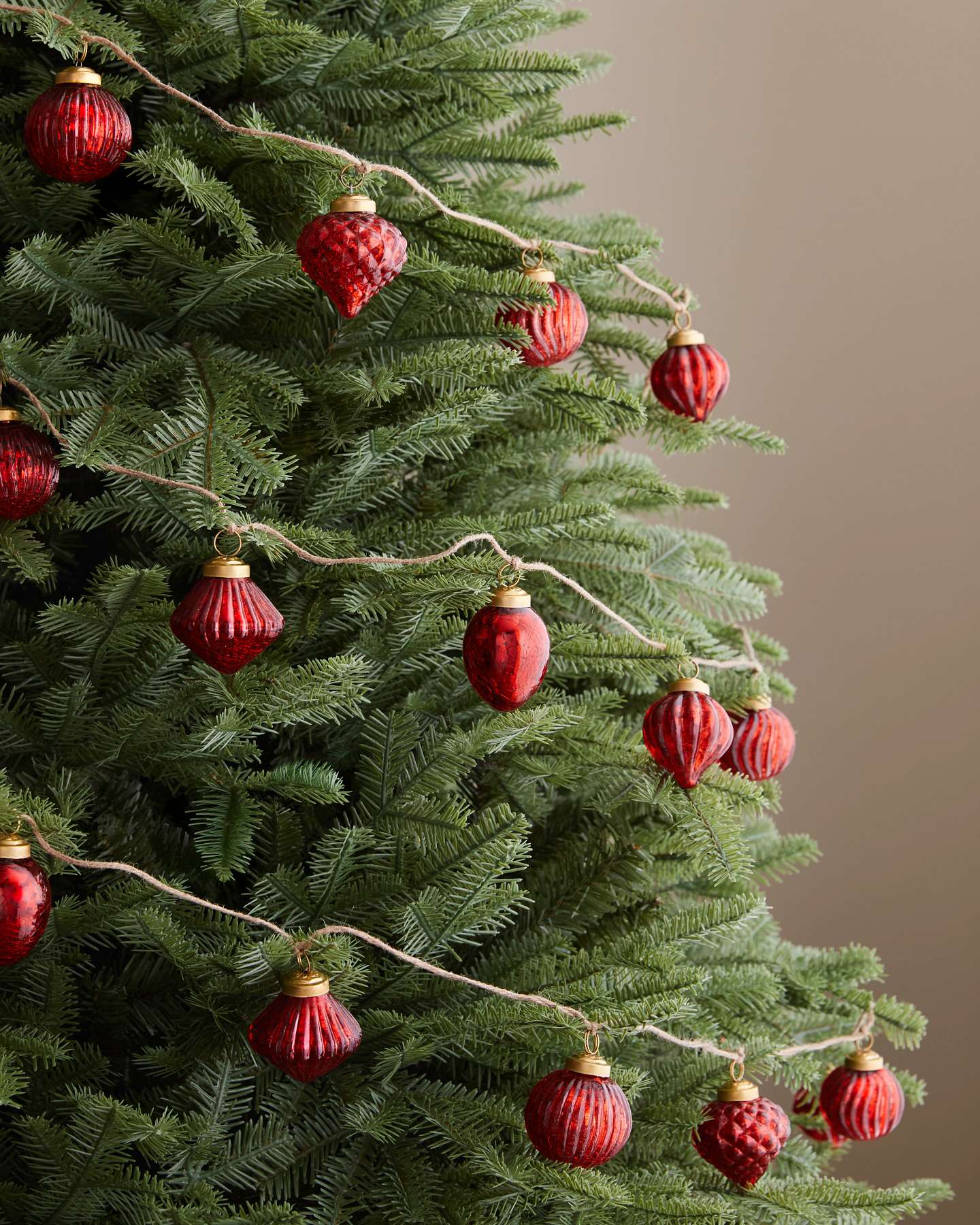Red Mercury Glass Garlands, Set of 3