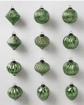 Green BH Essentials Mercury Glass Ornament Set Green BH Essentials Mercury Glass Ornament Set
