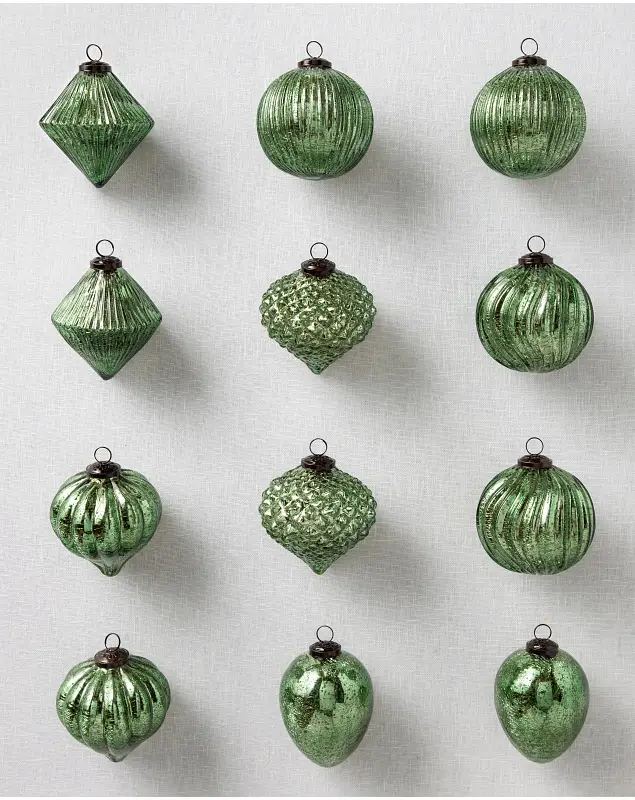 Green BH Essentials Jumbo Mercury Glass Ornaments by Balsam Hill