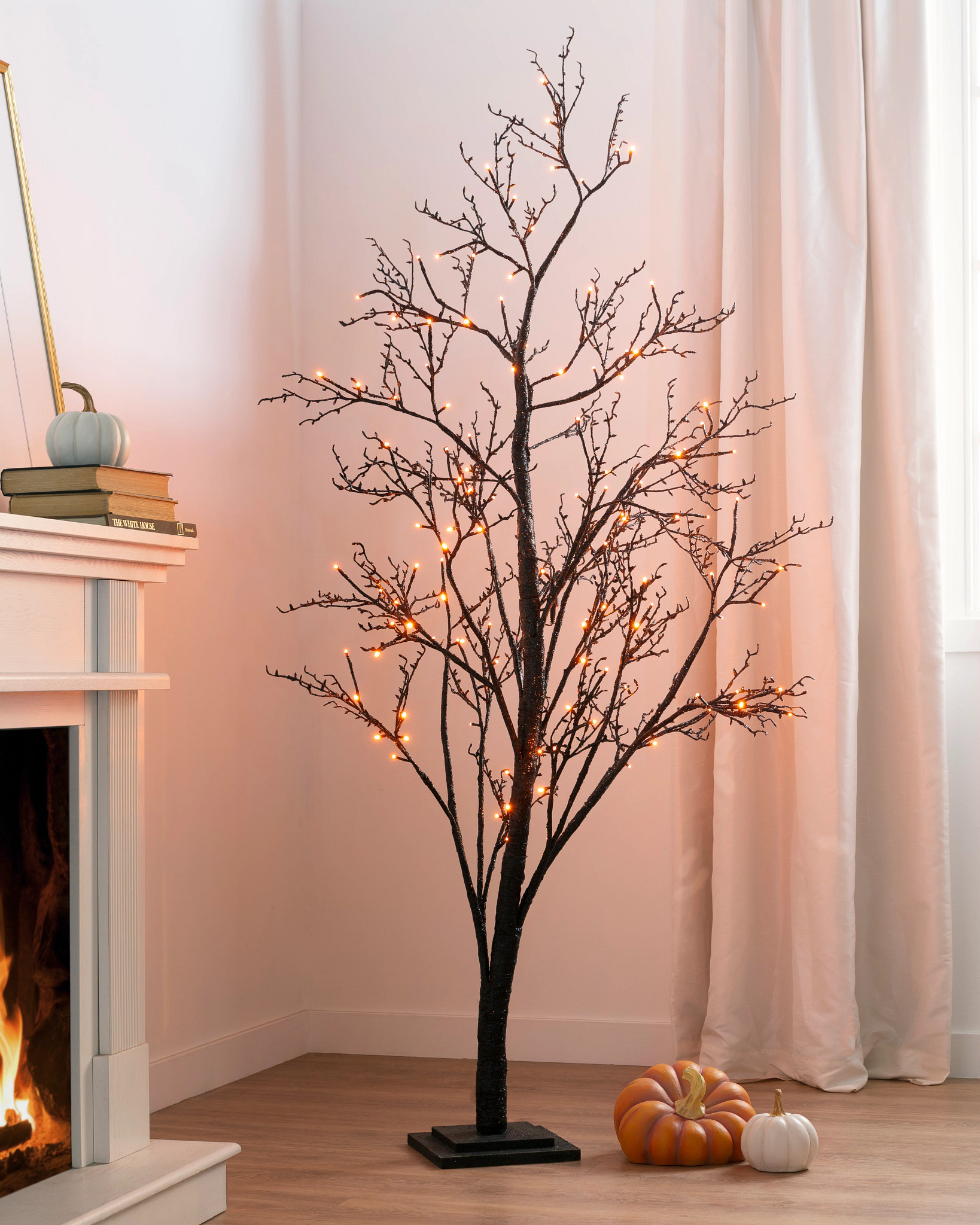 Lit Halloween Glitter Twig Tree