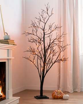 Lit Halloween Glitter Twig Tree Lit Halloween Glitter Twig Tree