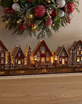 Lit Wooden Gingerbread Christmas Village Lit Wooden Gingerbread Christmas Village