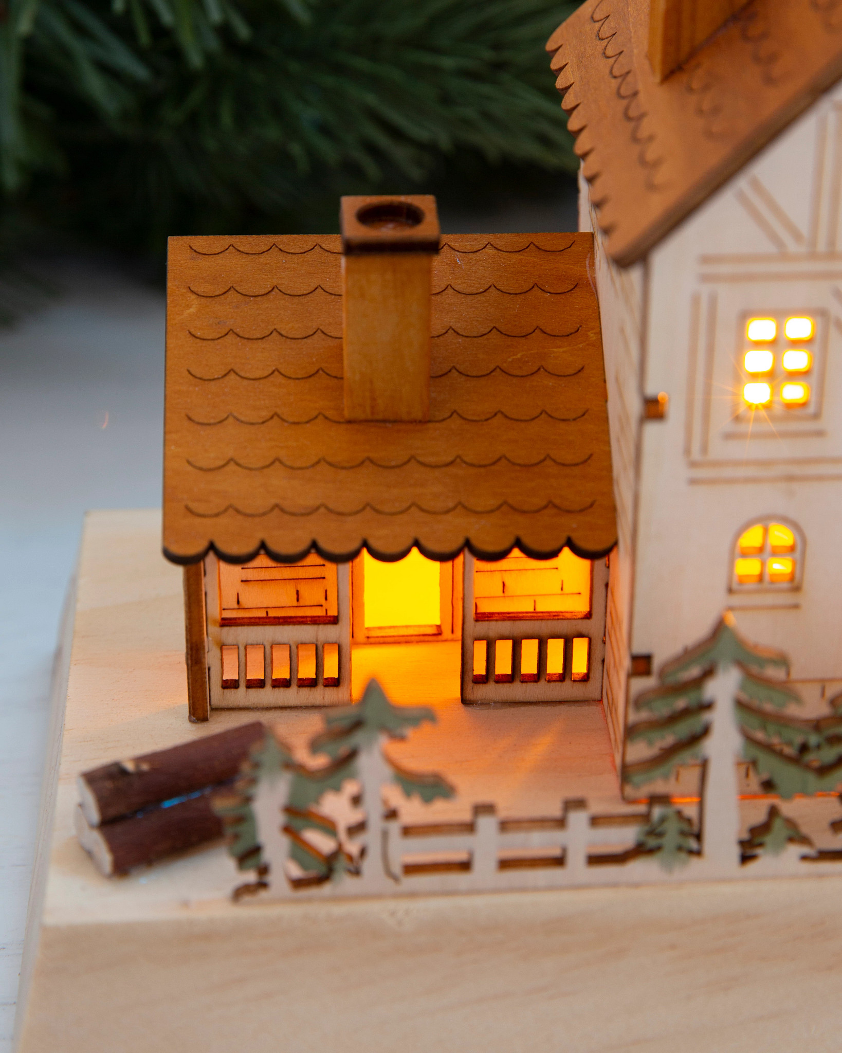 Wooden Alpine Village Christmas Stocking Holders