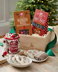Assorted sweets in wooden box