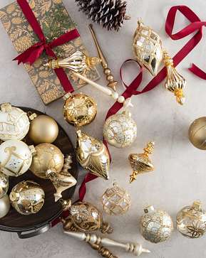 Gold Gilded Glory Main Glass Ornament Set Gold Gilded Glory Main Glass Ornament Set