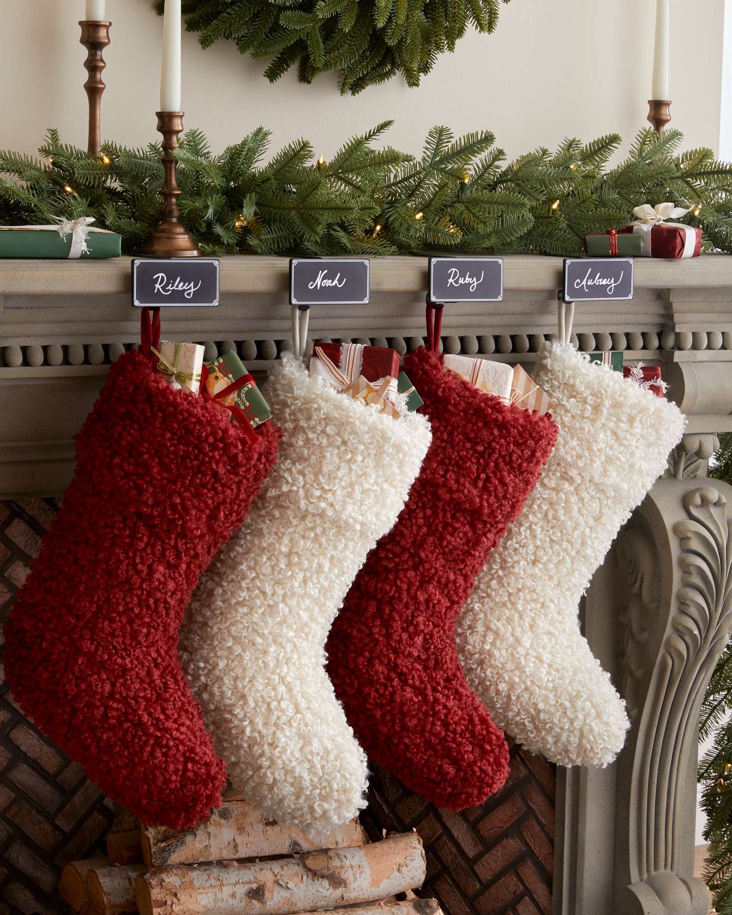 Ivory Bouclé Christmas Stockings
