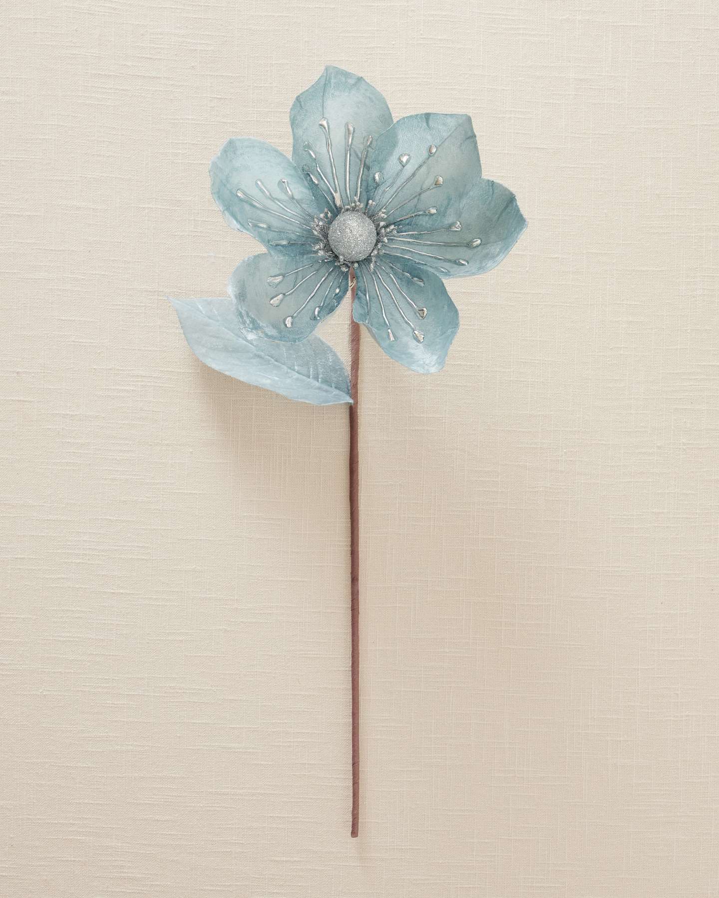 Large Ice Blue Magnolia Christmas Tree Picks, Set of 12