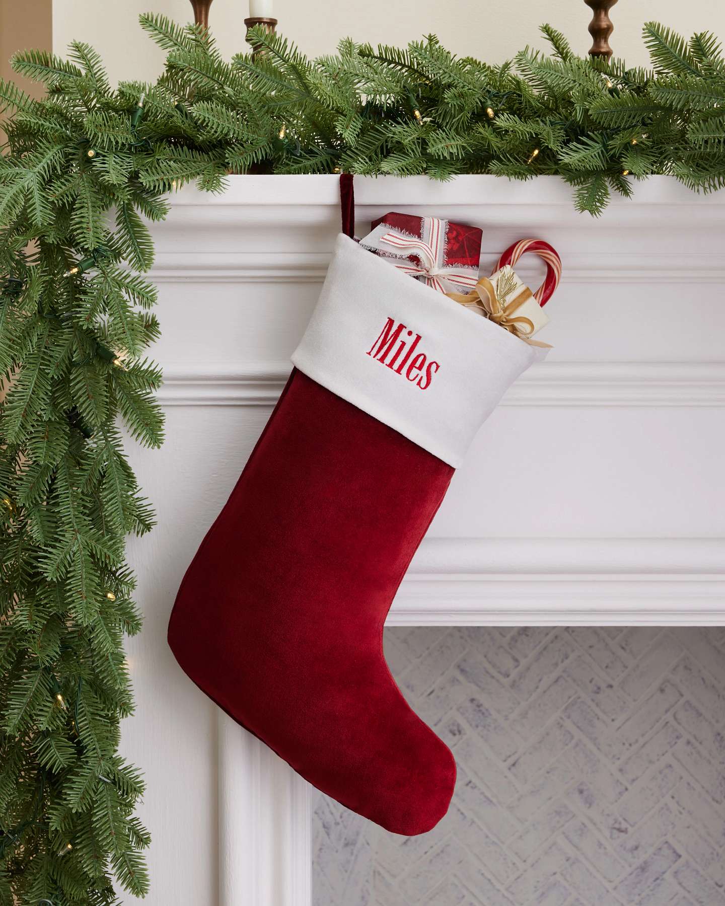 Red & White Velvet Christmas Stocking