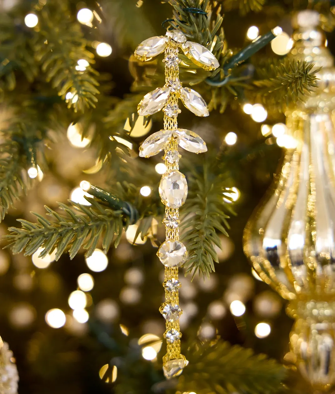 Gold Drop Rhinestone Ornaments