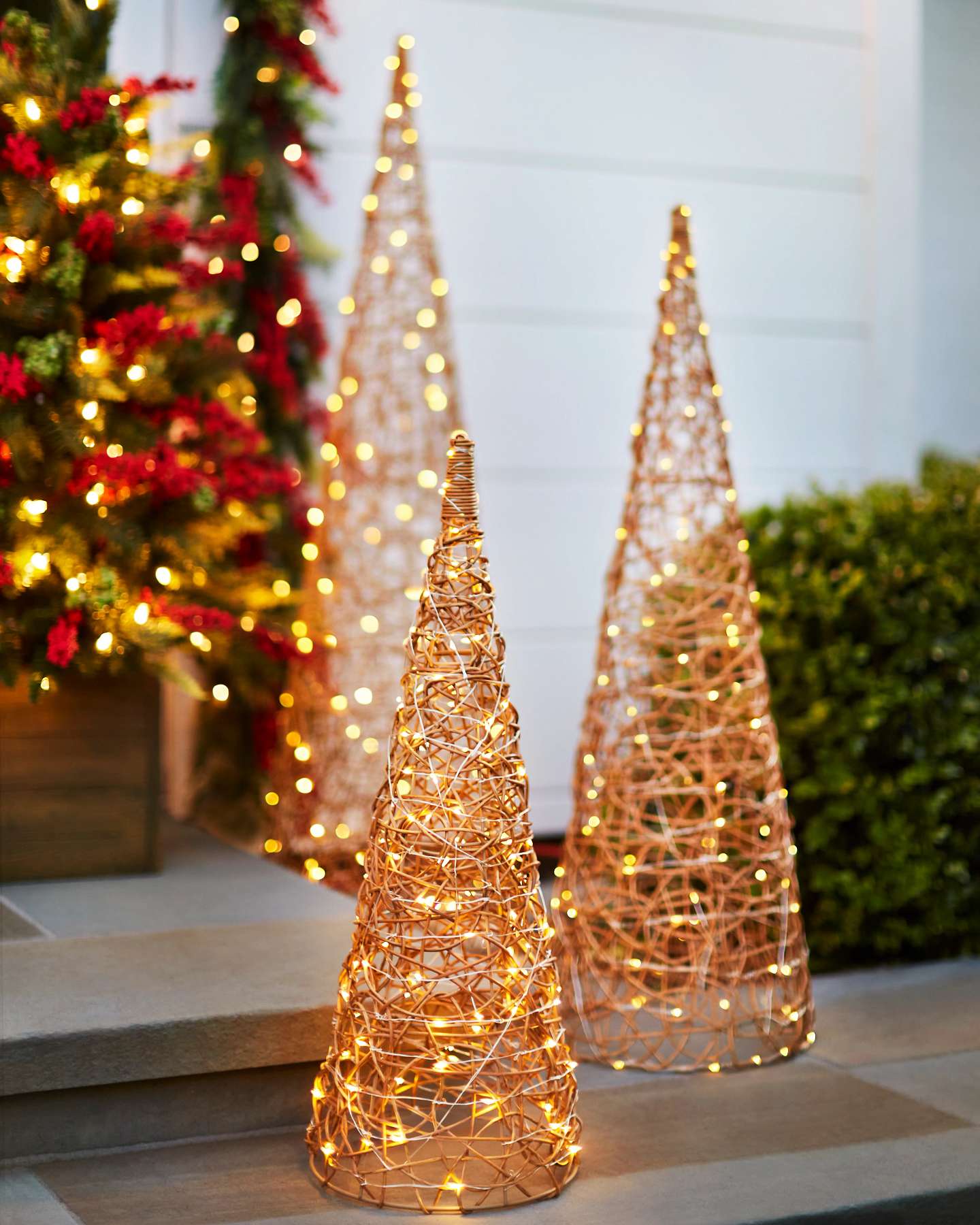 Balsam Hill Outdoor LED Wire Cone Trees Stunning Nighttime Display