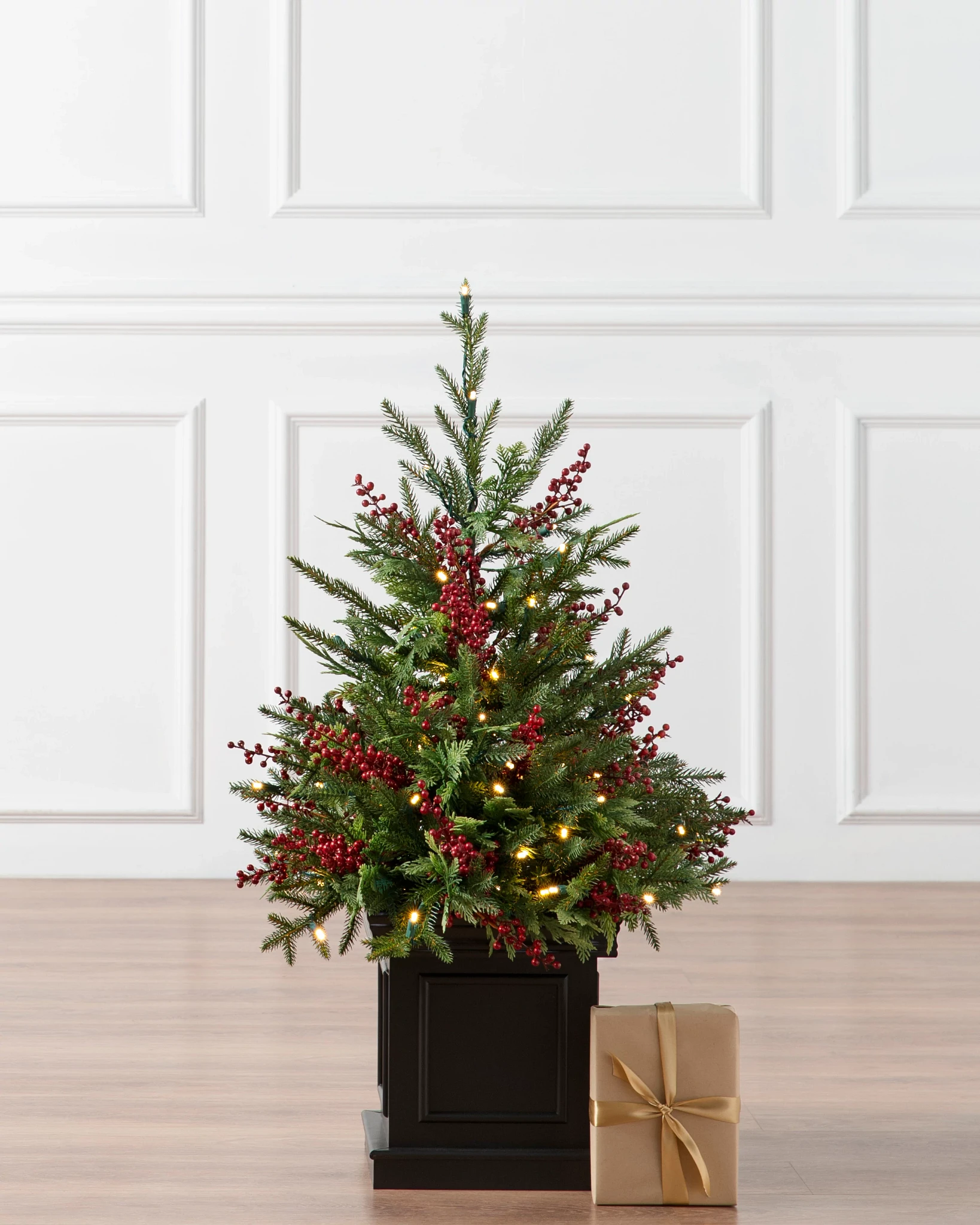 Outdoor Red Berry Evergreen Potted Artificial Christmas Tree | Balsam Hill