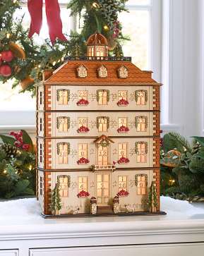 Lit Wooden Olde Manor Advent Calendar Lit Wooden Olde Manor Advent Calendar