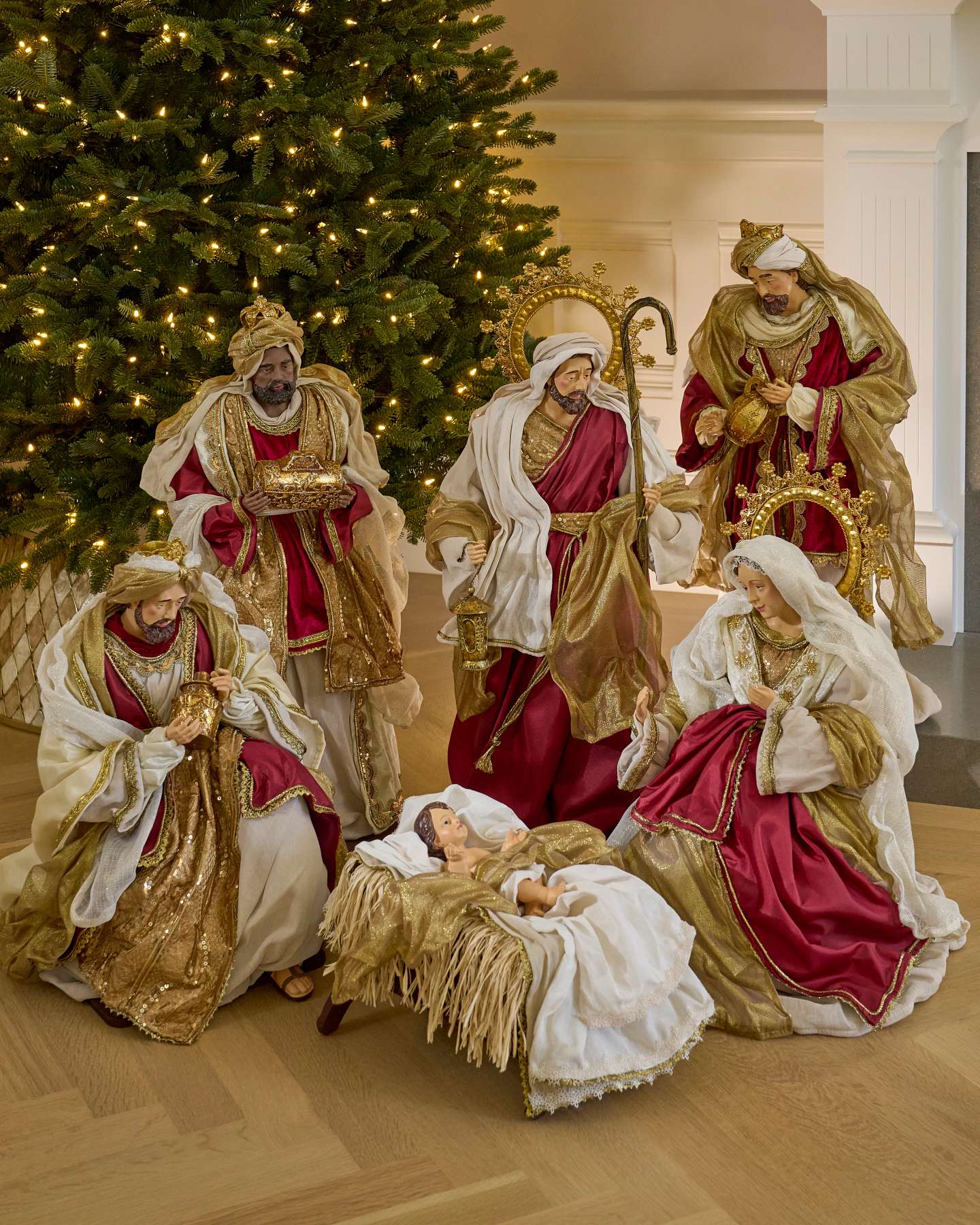 Burgundy Holy Night Nativity, Set of 6
