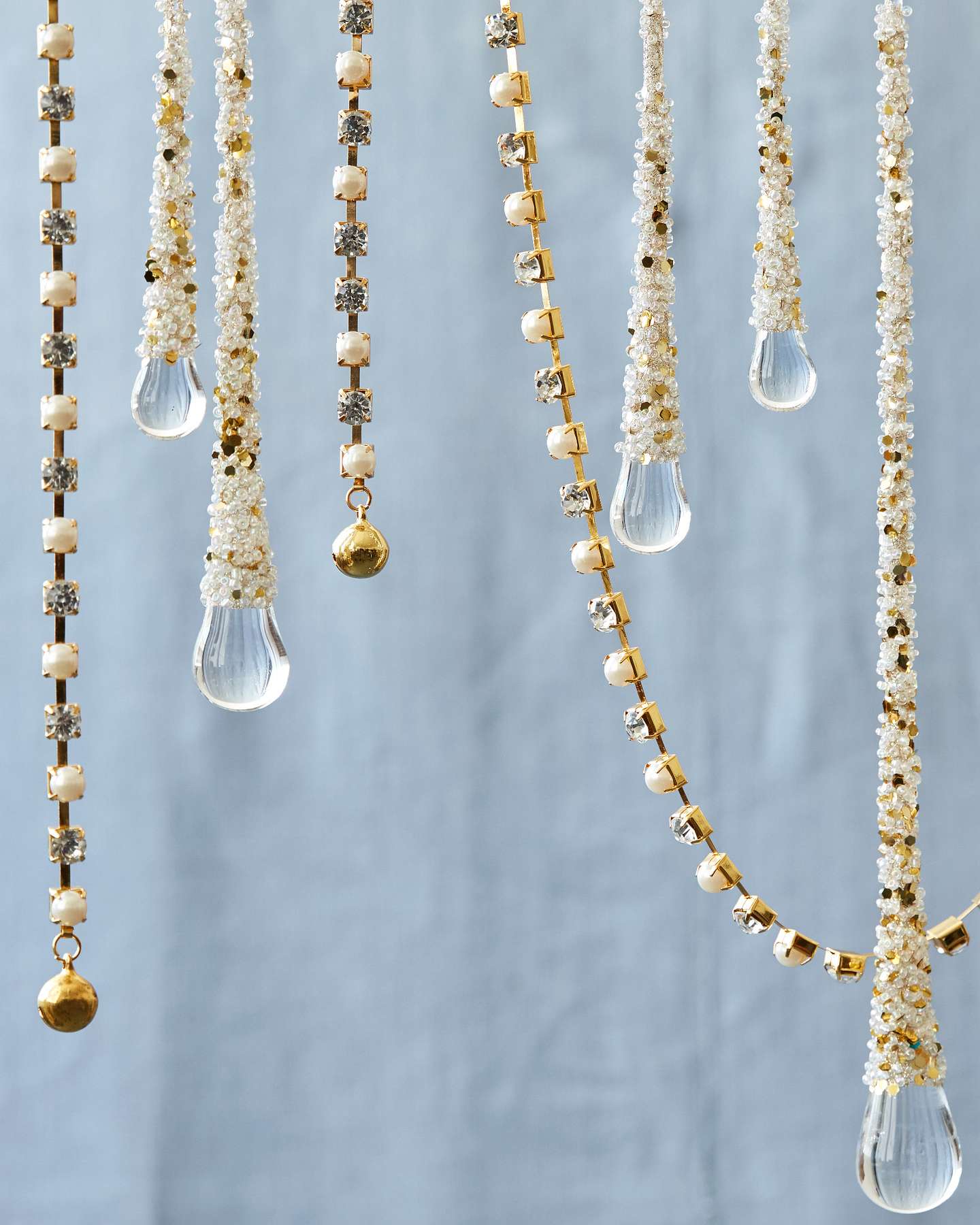 Balsam Hill Crystal and Pearl Beaded Gold Garland Festive Touch