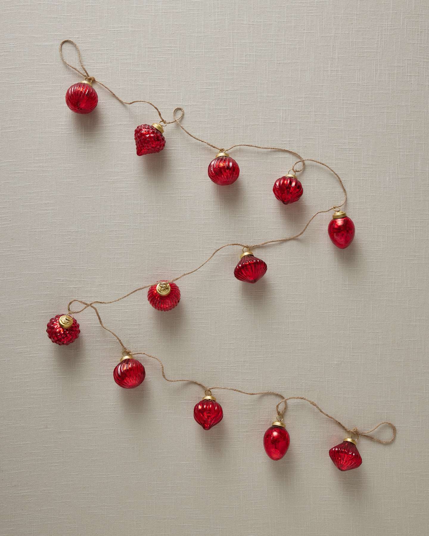 Red Mercury Glass Garlands, Set of 3