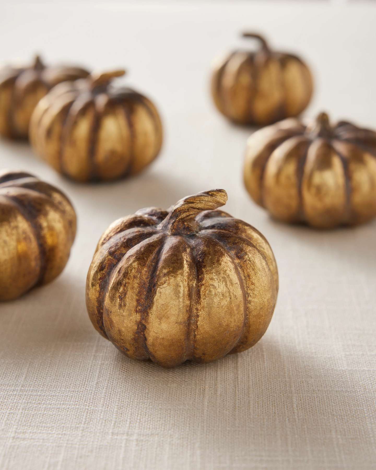 Balsam Hill Decorative Bronzed Mini Pumpkins for Autumn Display