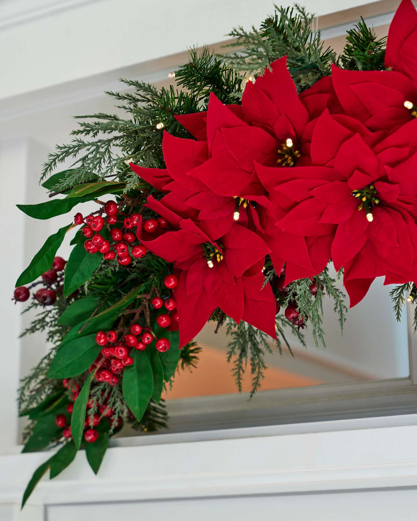 48" Poinsettia Berry Burst Swag