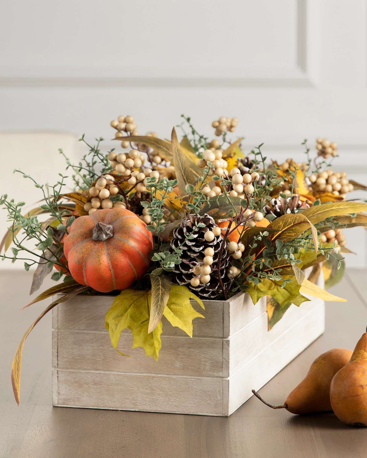 Balsam Hill Autumn Abundance Artificial Flower Arrangement Unlit Side View