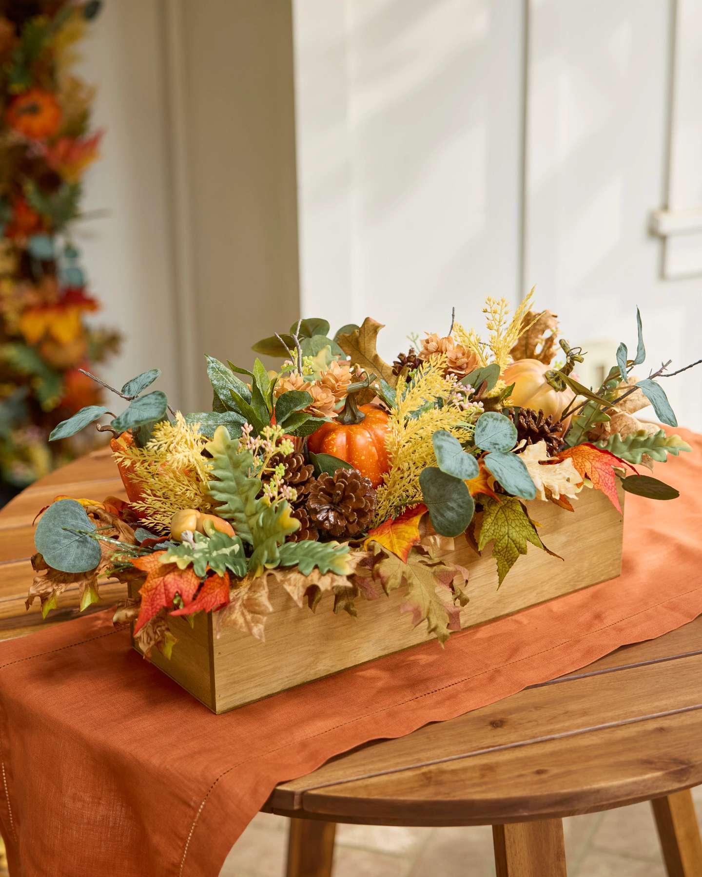 Balsam Hill Outdoor Countryside Pumpkin Grove Artificial Christmas Arrangement Set Full View