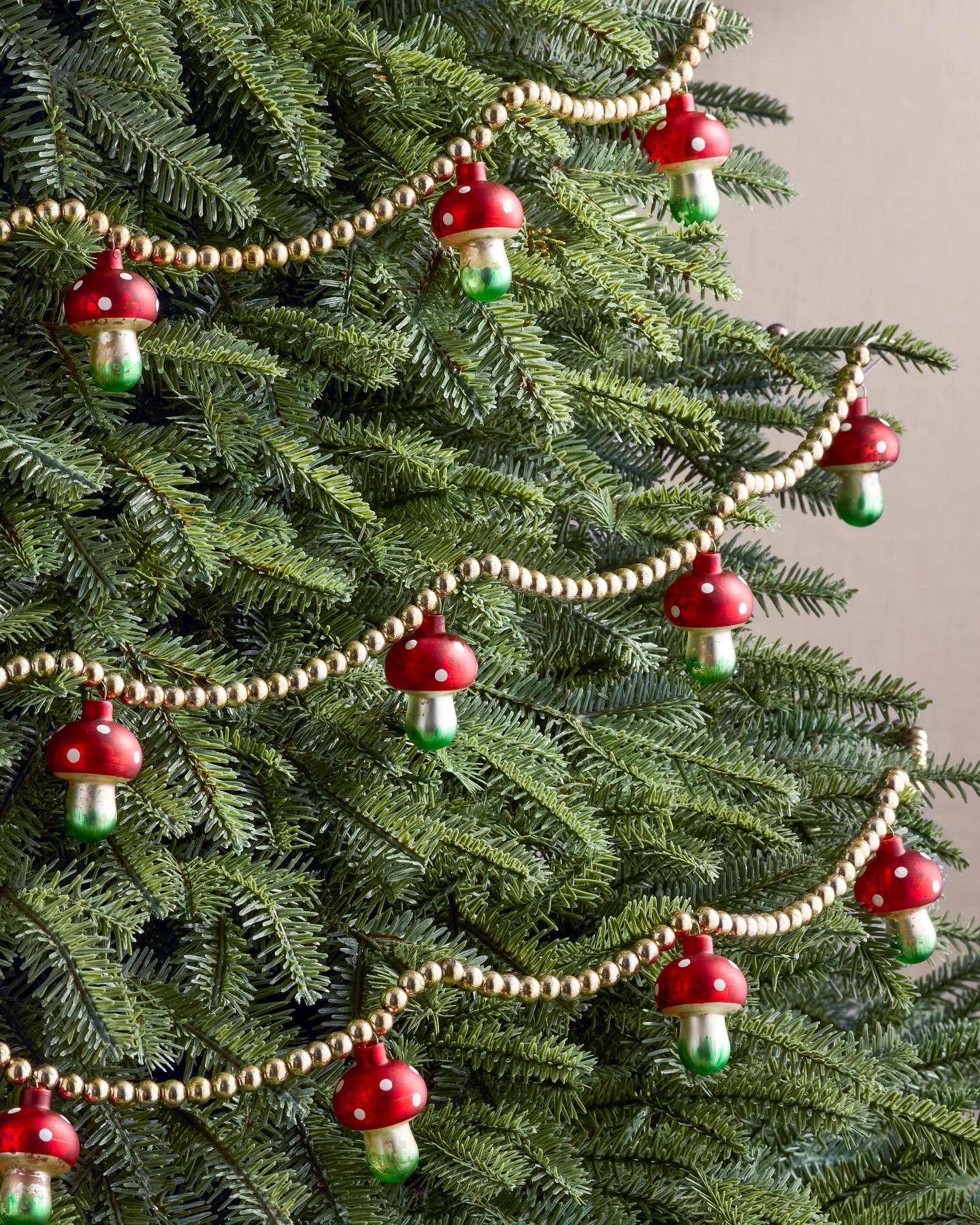 Red Woodland Mushrooms Tree Garlands, Set of 3