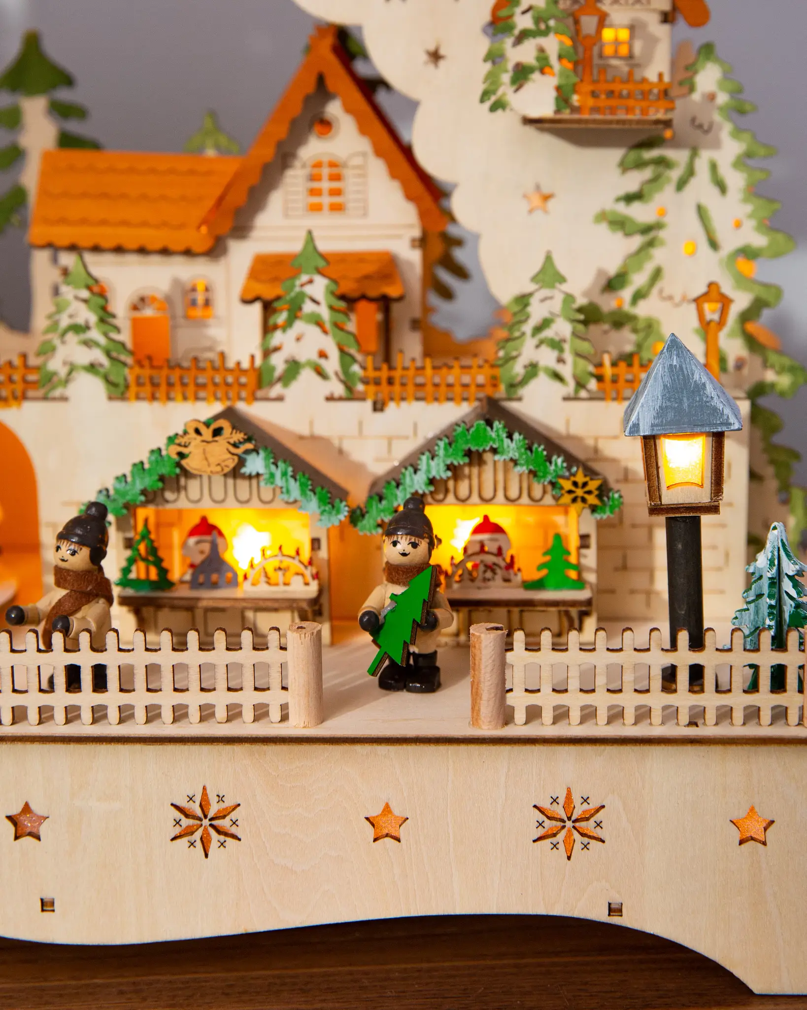 Lit Wooden Animated Scene Christmas Village | Balsam Hill