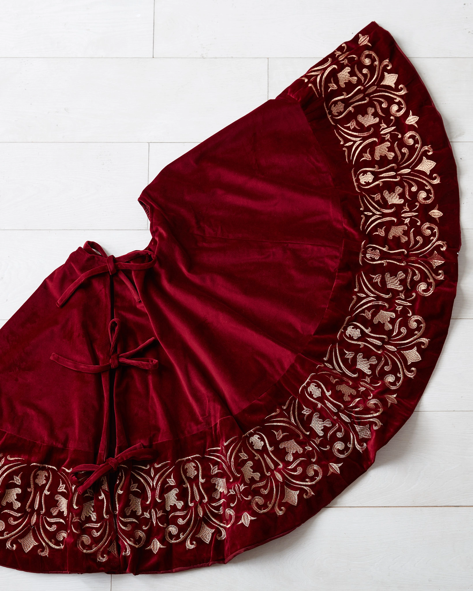 Wine Luxe Embroidered Velvet Tree Skirt