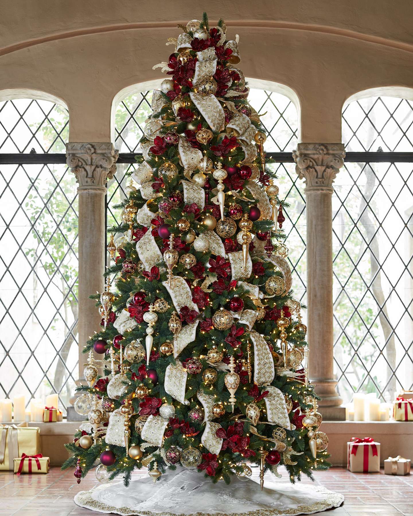 Balsam Hill Gilded Glory Artificial Christmas Ornament Set on Artificial Christmas Tree