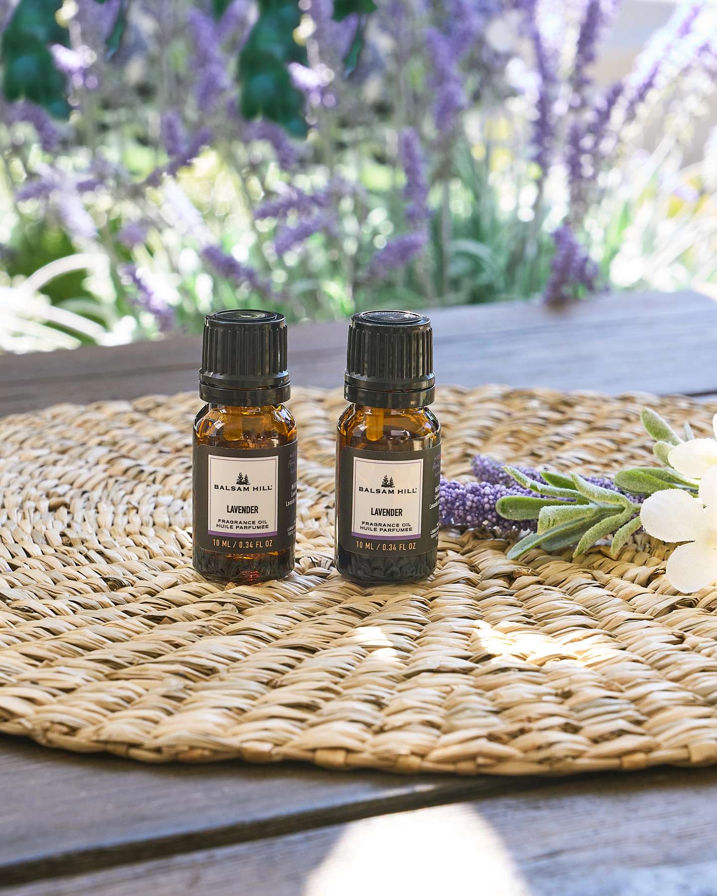 Balsam Hill French Lavender Fragrant Favorites Cartridges Set of 2 Display on Woven Mat