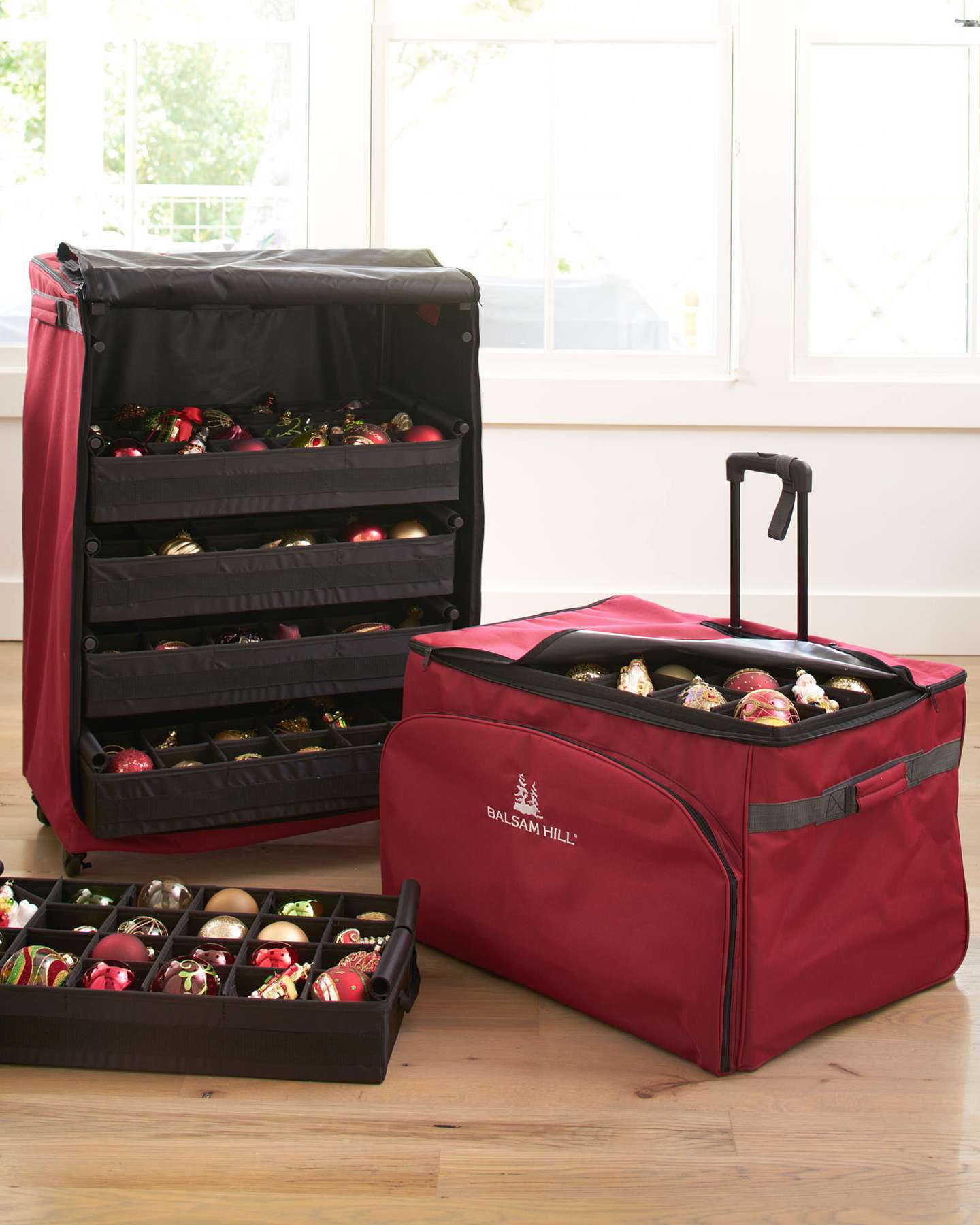 Balsam Hill Rangement pour boules de Noël sur roulettes de luxe