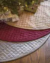 60in Cranberry Regency Dupioni Quilted Tree Skirt by Balsam Hill Main