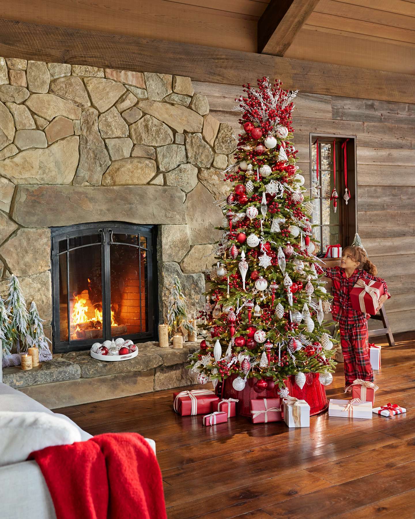 Balsam Hill Norway Spruce Artificial Christmas Tree Lifestyle Fireplace Display