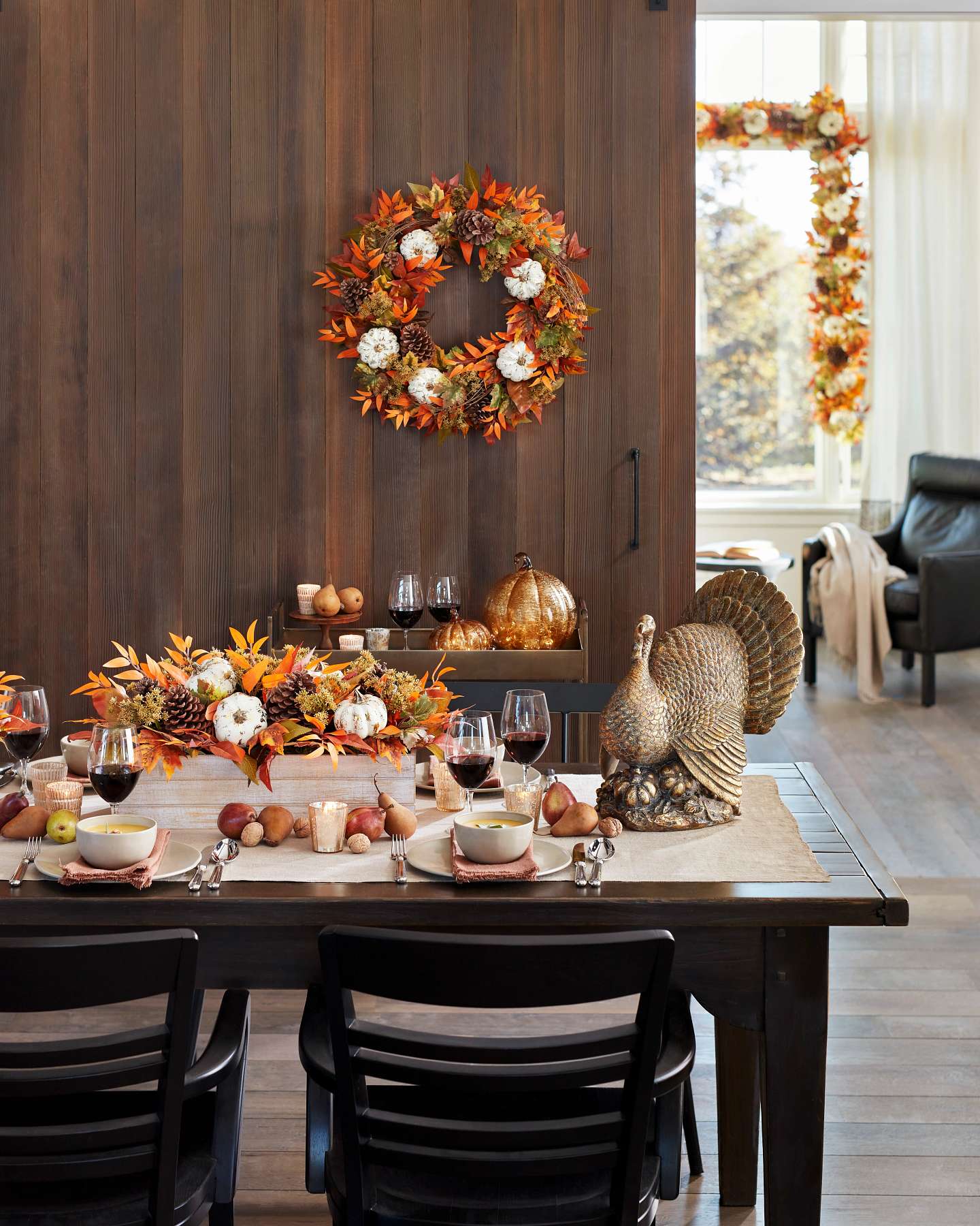 Balsam Hill Bronzed Tabletop Turkey in a Festive Fall Setting