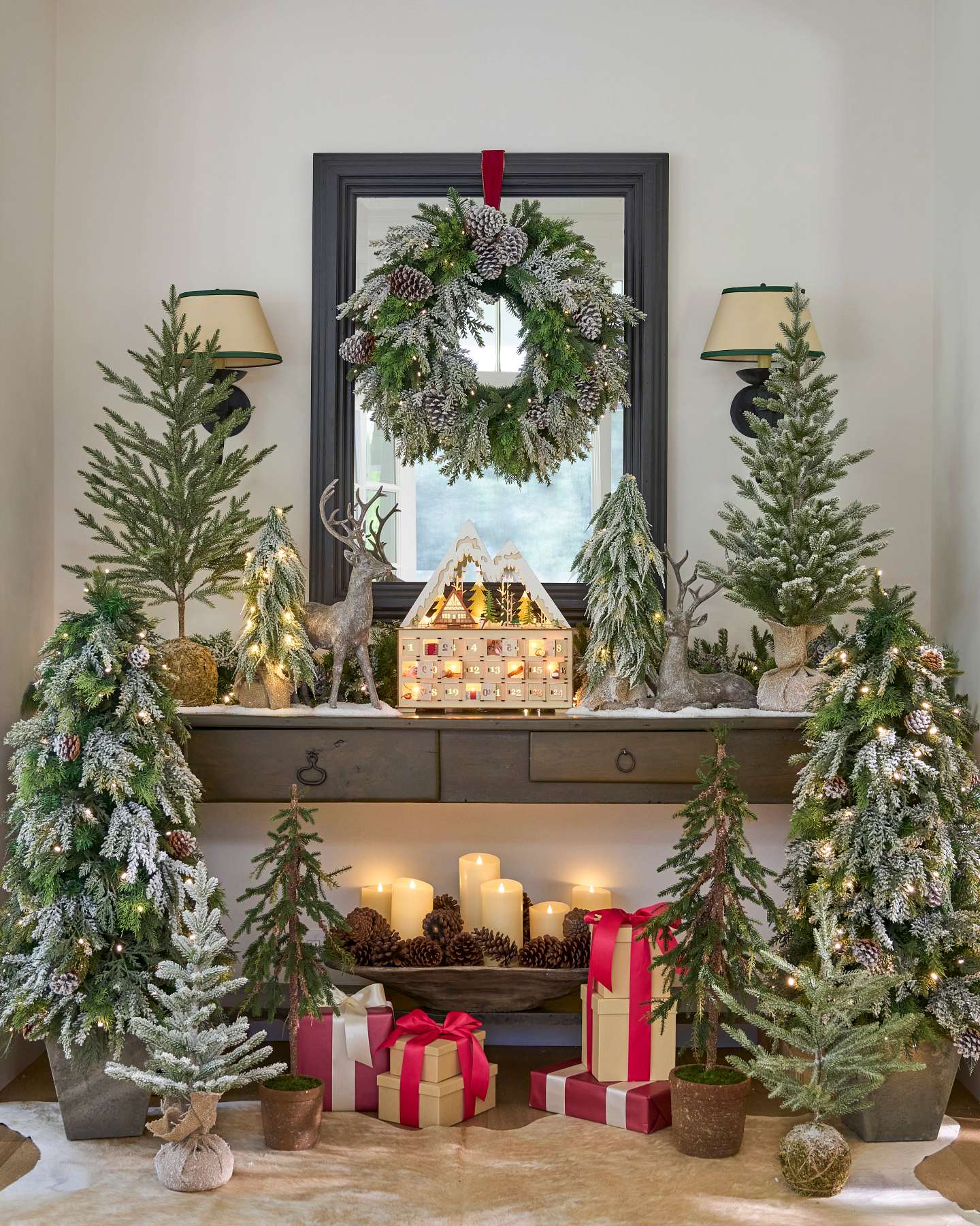 Tabletop Pine Tree Set with Moss Base