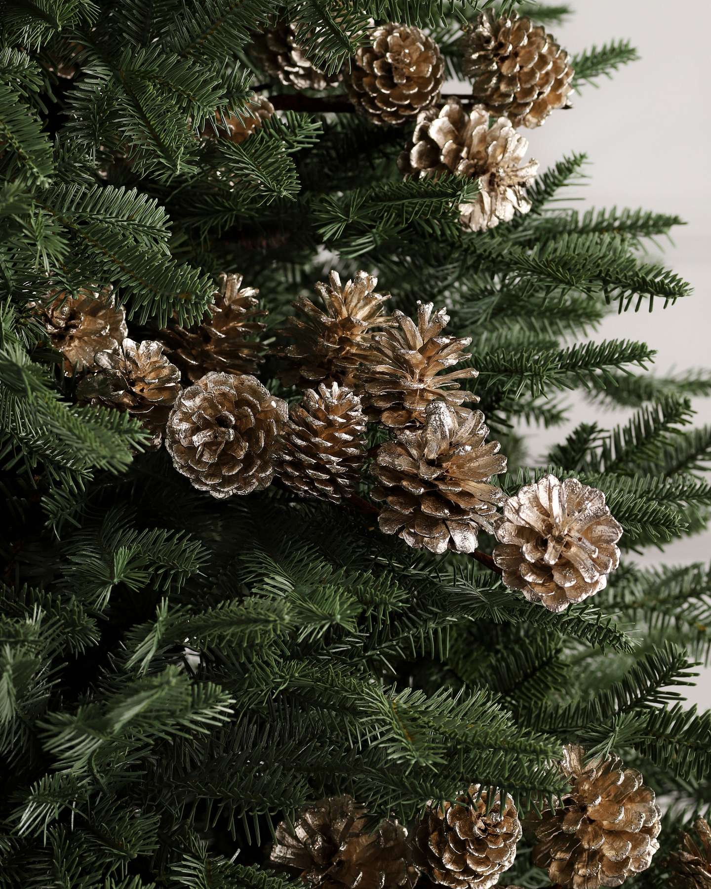 Balsam Hill Champagne Pinecone Artificial Christmas Tree Picks Set of 12 Display Closeup