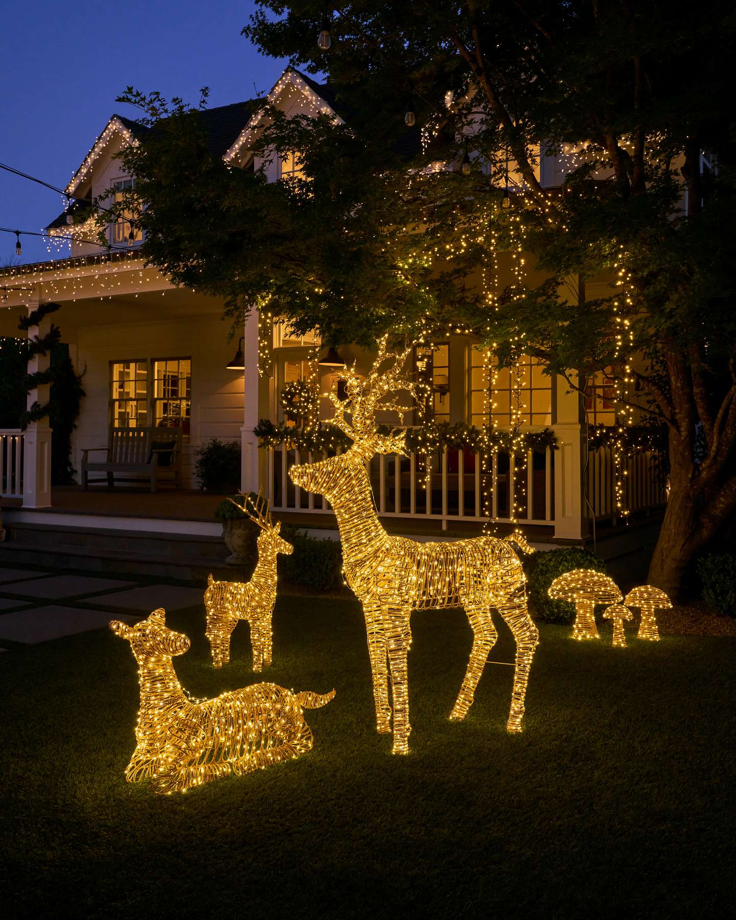 Outdoor Lit All-Weather Wicker Mama Reindeer
