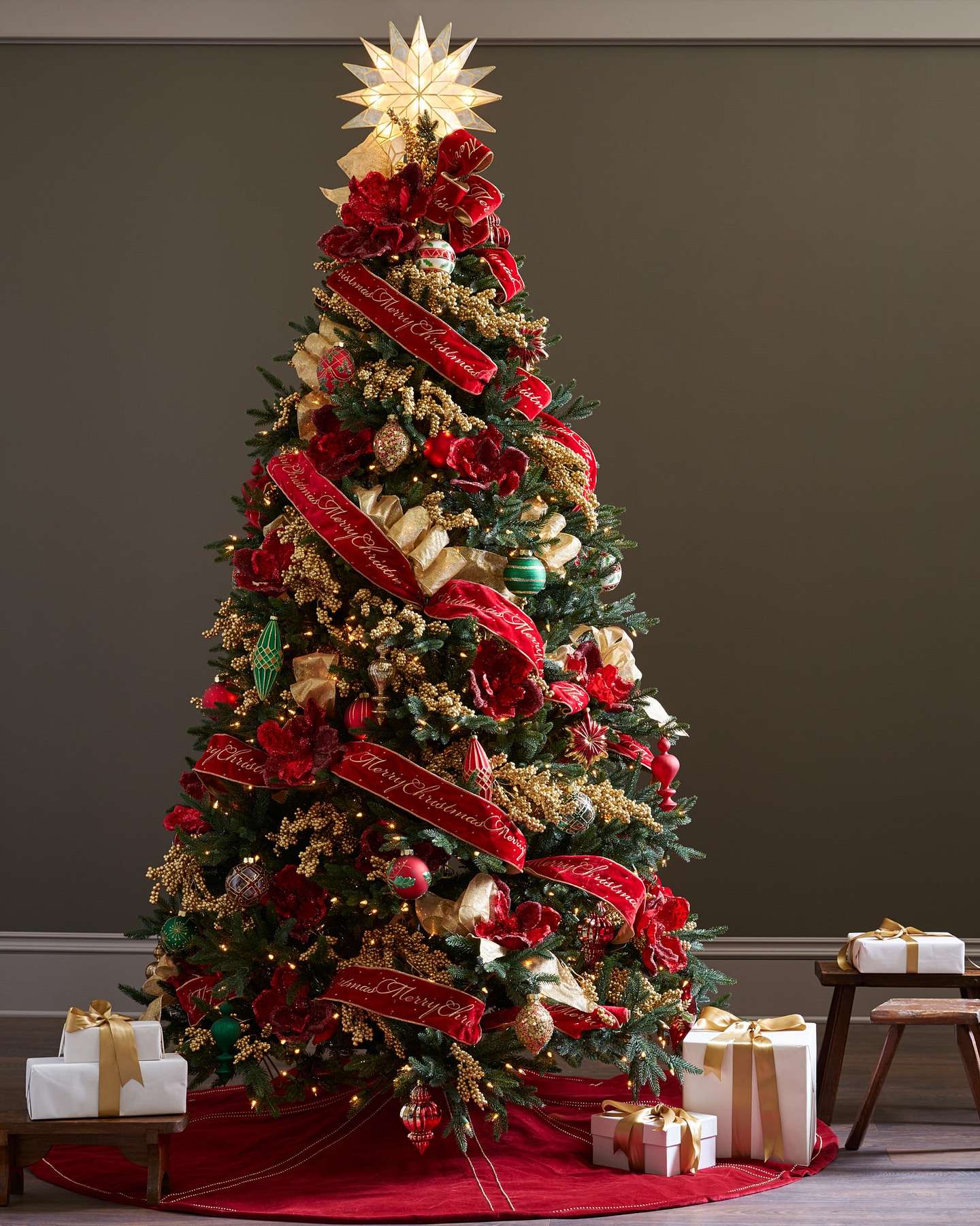 Balsam Hill Colorado Mountain Spruce Flip Artificial Christmas Tree Full Display