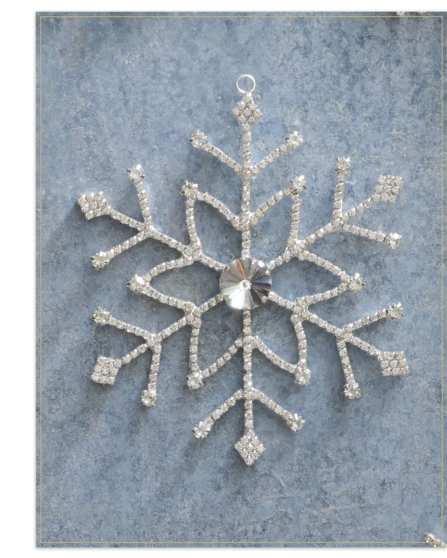 Balsam Hill Rhinestone Snowflake Christmas Ornament Set Product Display