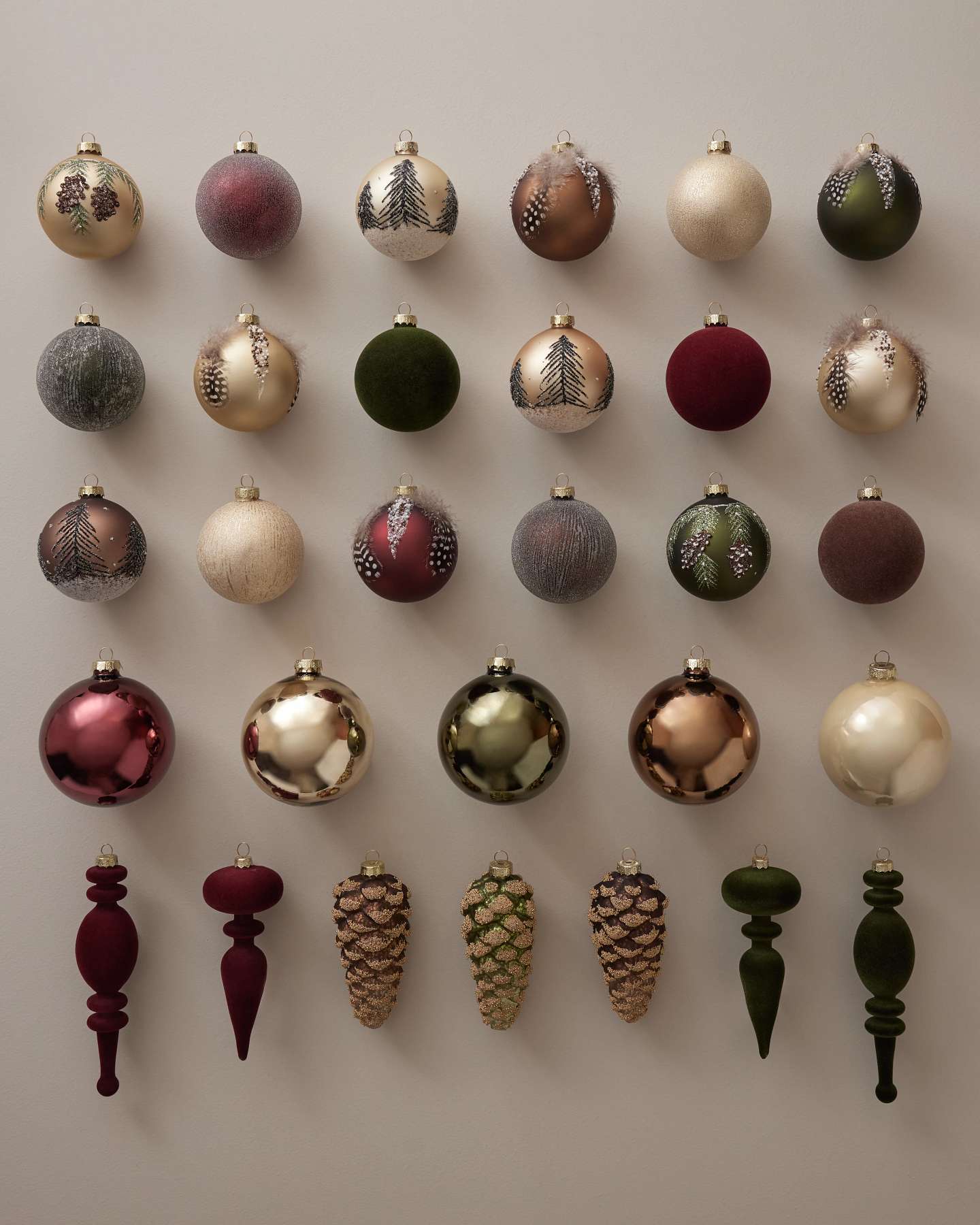 Winter Lodge Main Glass Ornaments, Set of 30