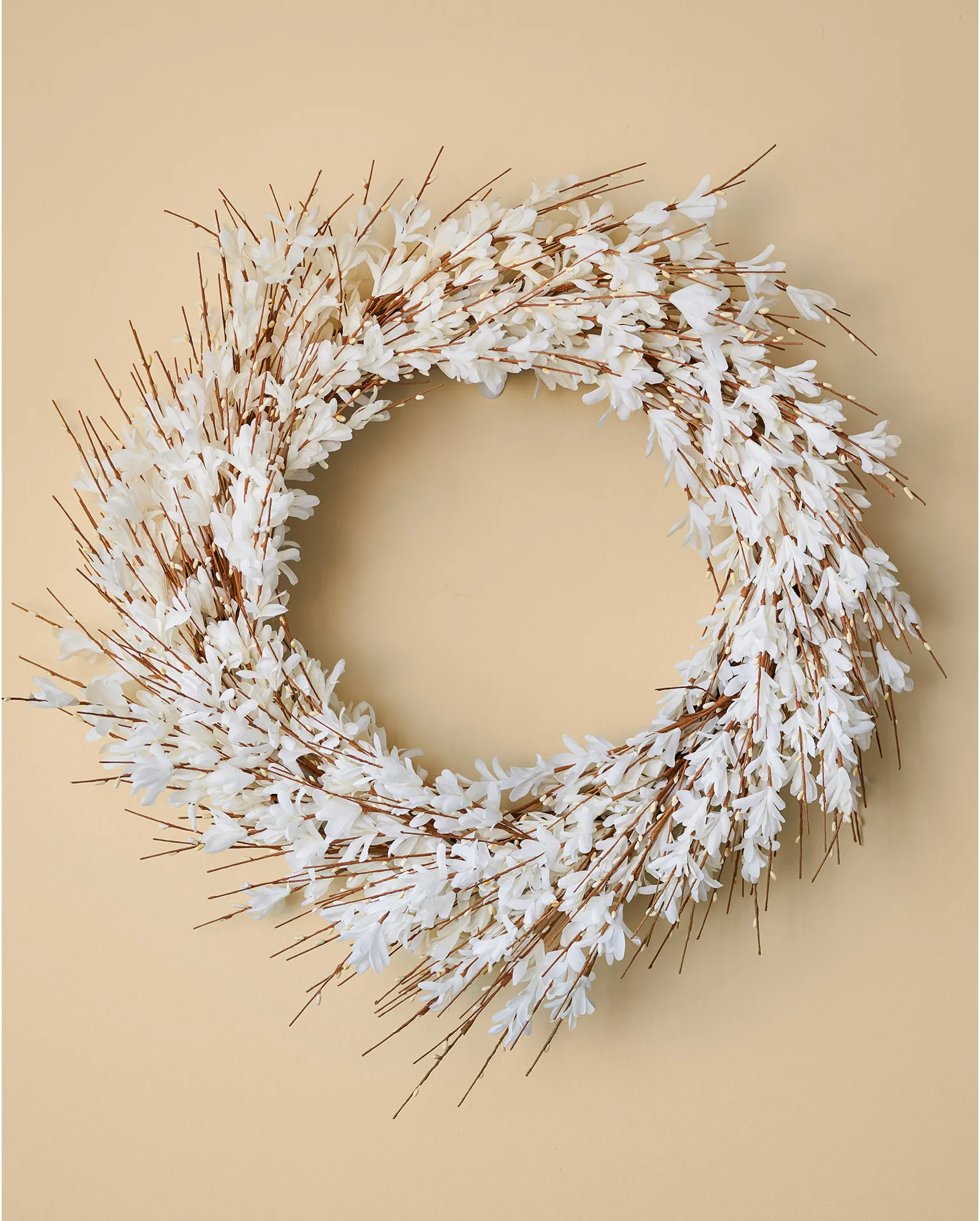 White Forsythia Artificial Flower Wreath