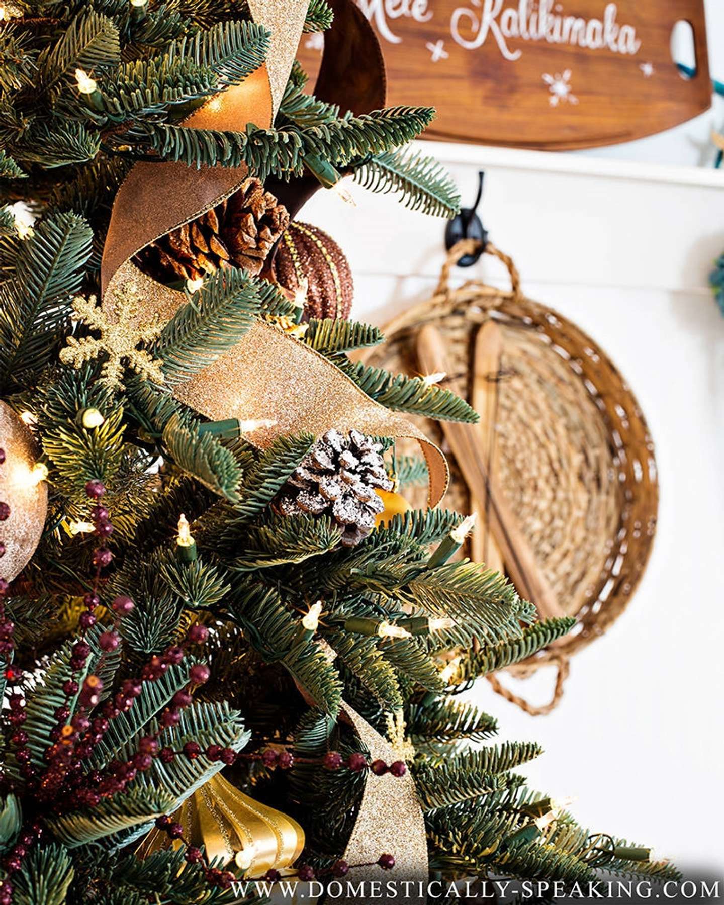 Balsam Hill Noble Fir Artificial Christmas Tree Lifestyle Diomestically Speaking Blog Feature Closeup