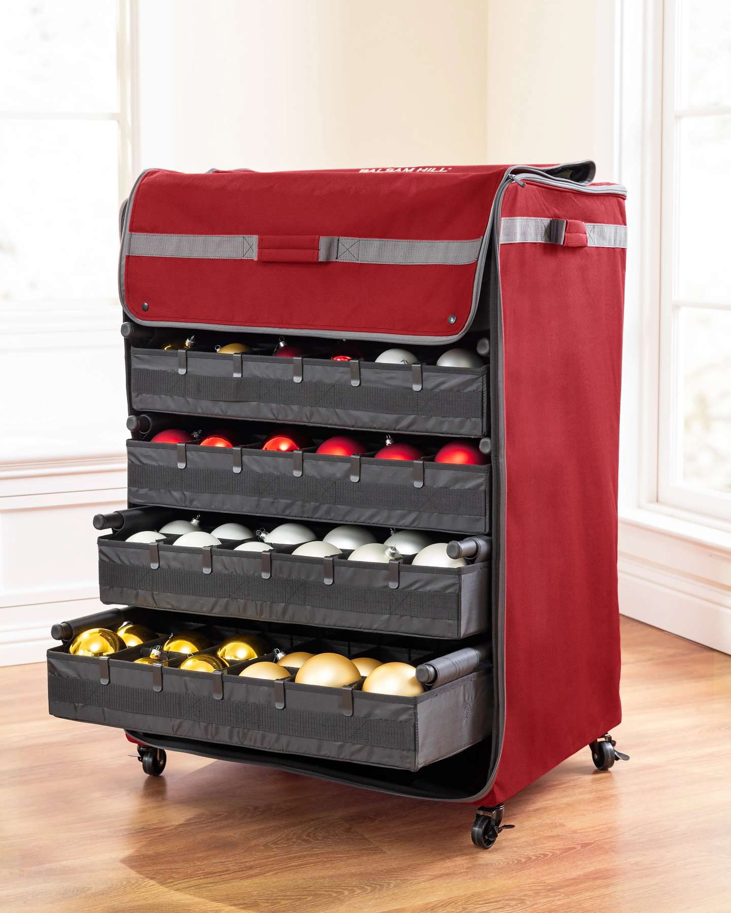Balsam Hill 150-Piece Deluxe Rolling Ornament Chest Elegant Design