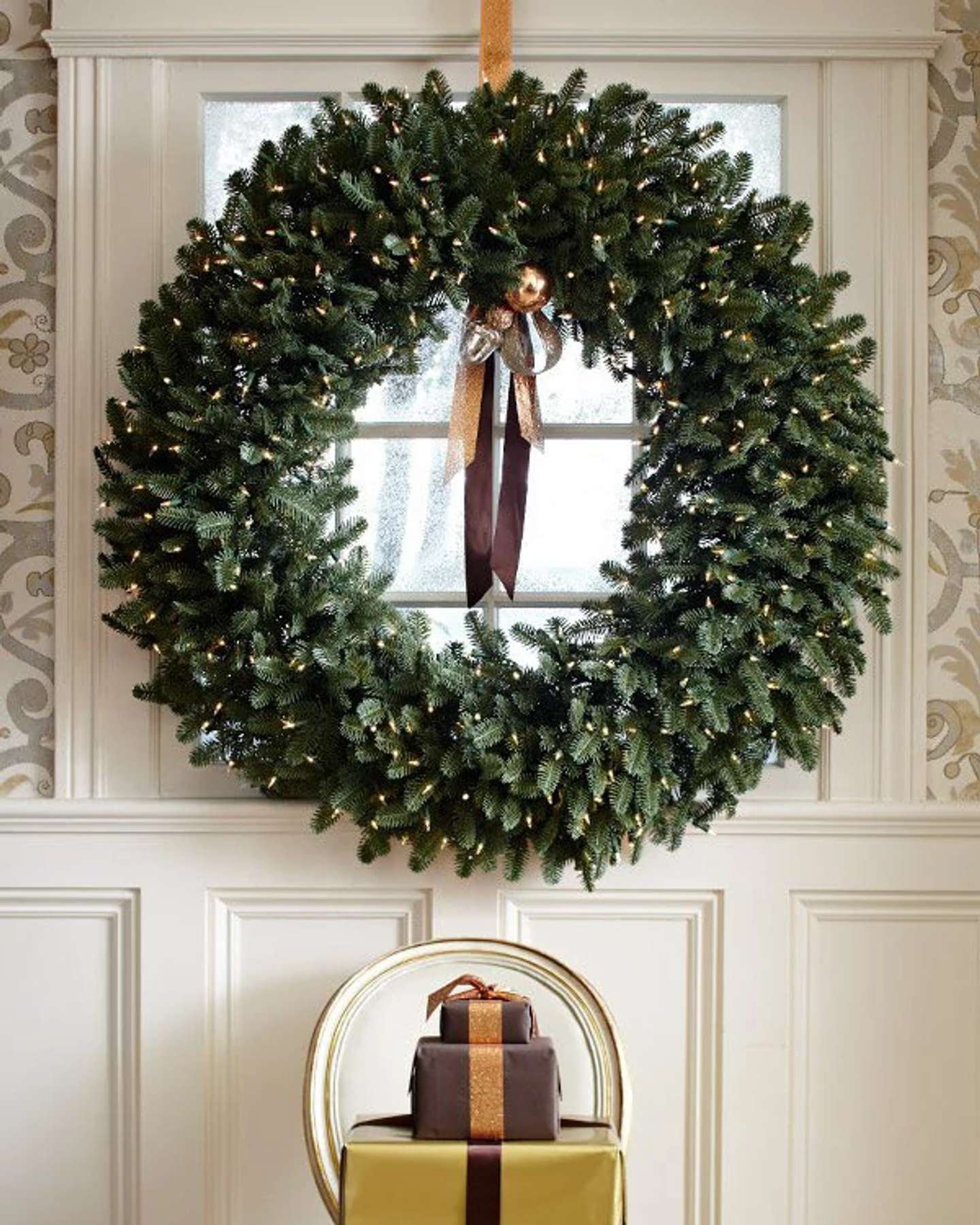 Balsam Hill Balsam Fir Artificial Christmas Wreath Window Display