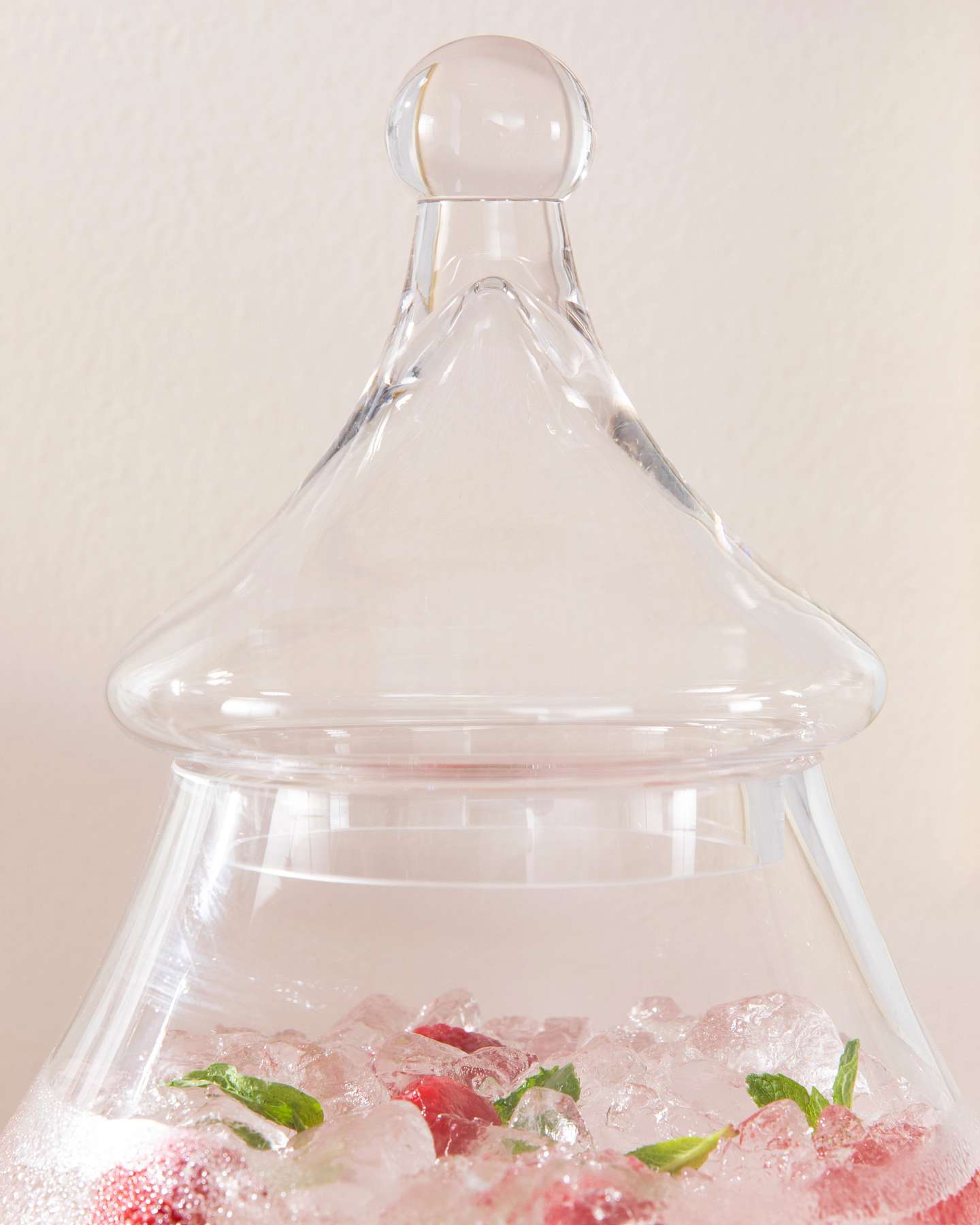 Balsam Hill Tannenbaum Glass Drink Dispenser Close-Up with Textured Glass Pattern