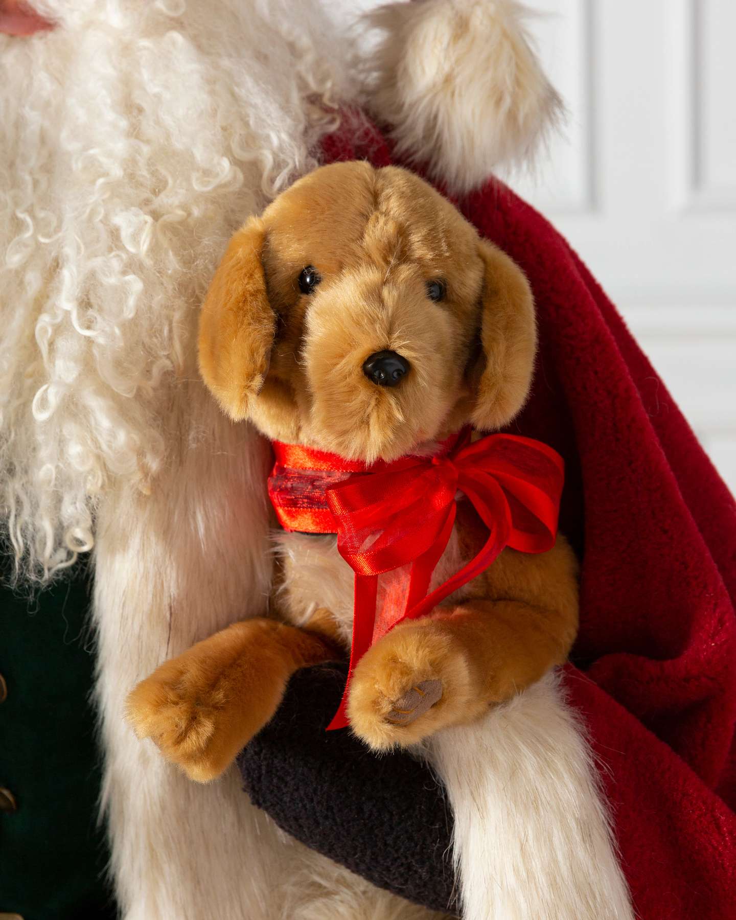 Balsam Hill Life-Size Santa and Golden Retriever Puppy Closeup