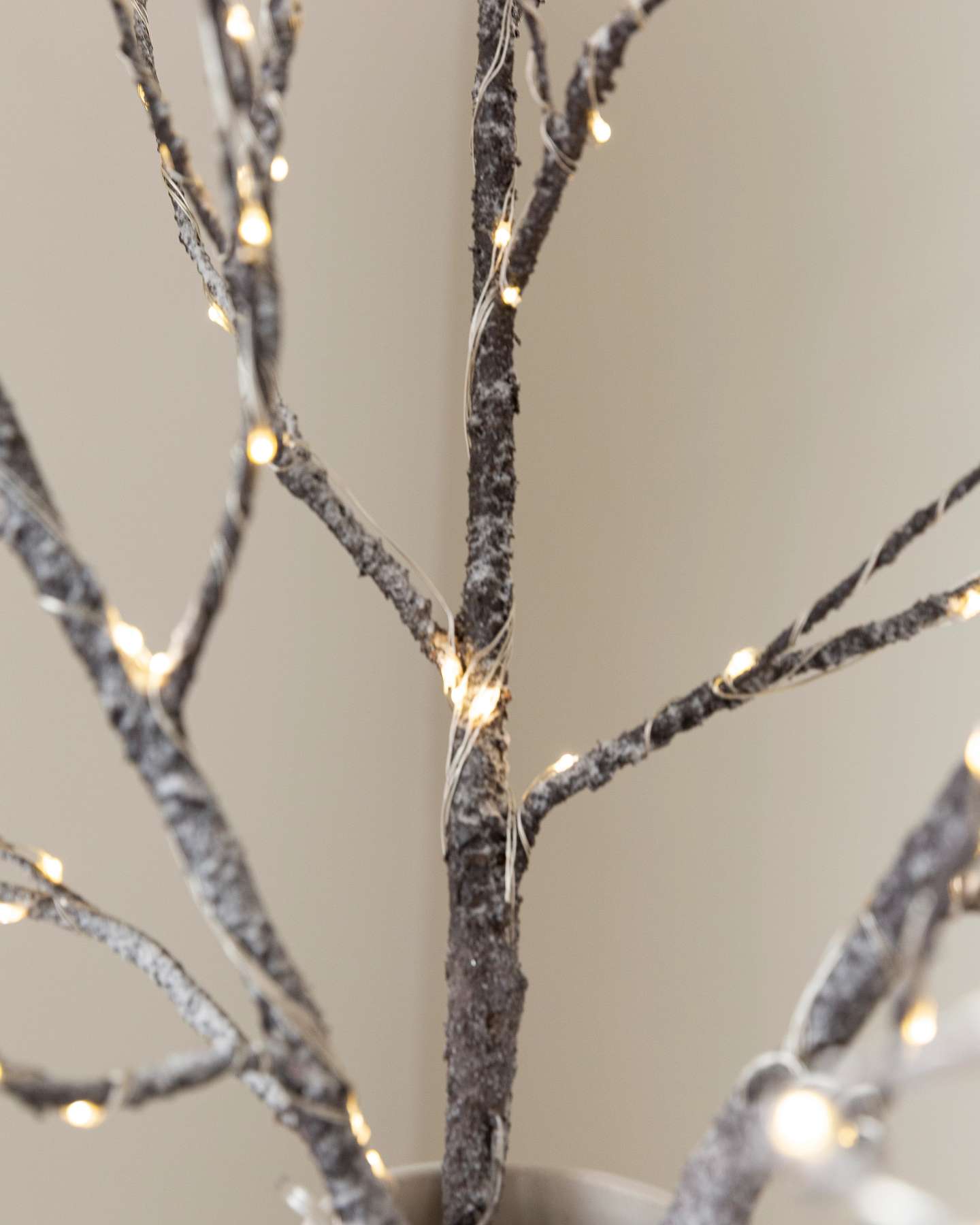 Balsam Hill Lit Snowy Twig Branches Set of 3 LED Closeup Angle