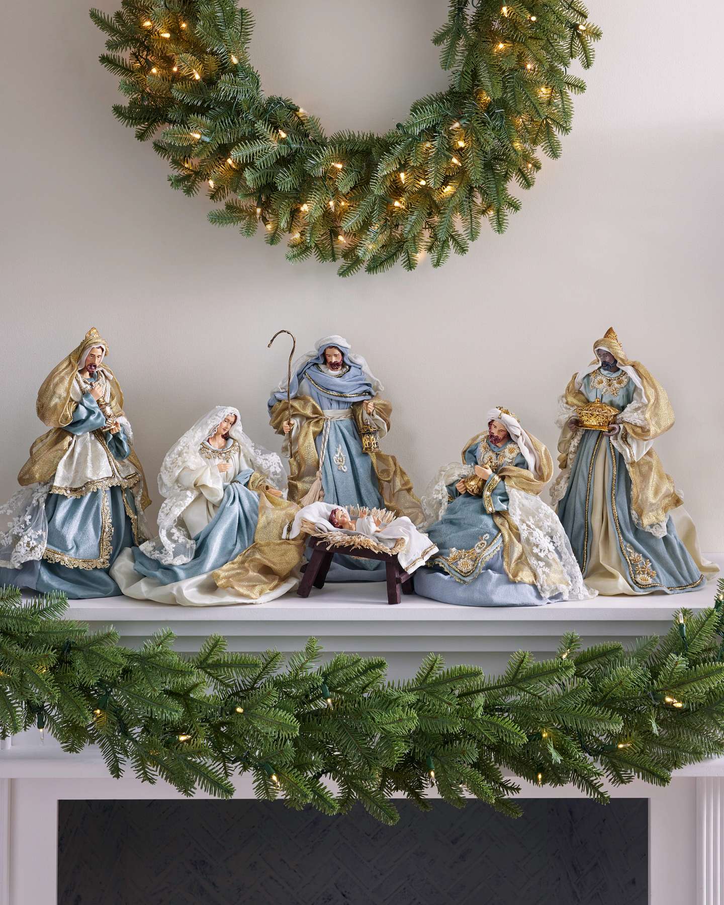 Blue & Gold Classic Nativity Set