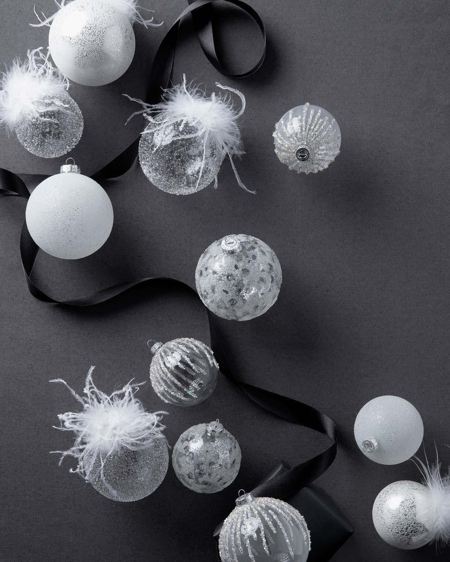 Balsam Hill Winter White Globe Christmas Ornament Set of 12