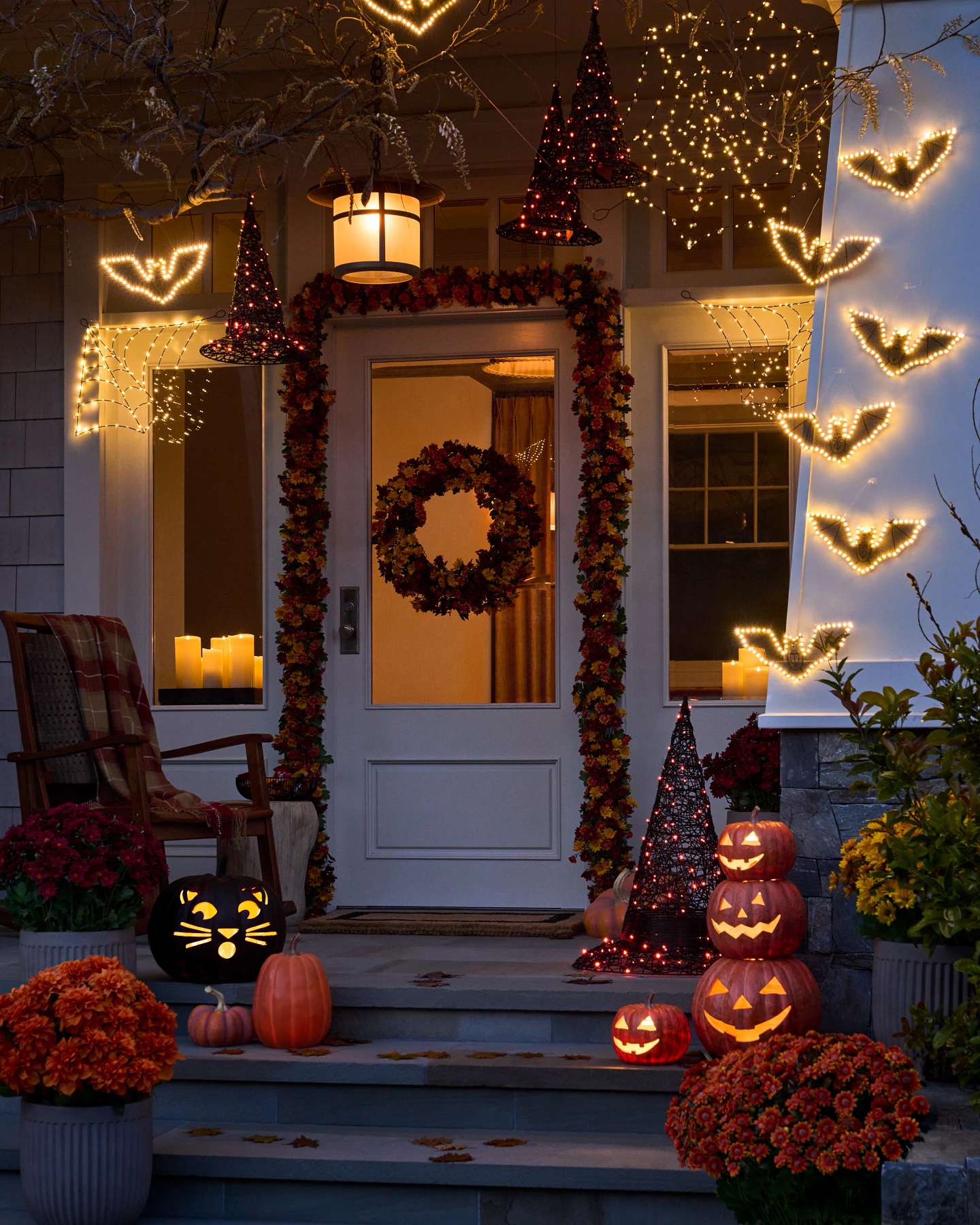 Outdoor Haunted Halloween Bat LED Light Set