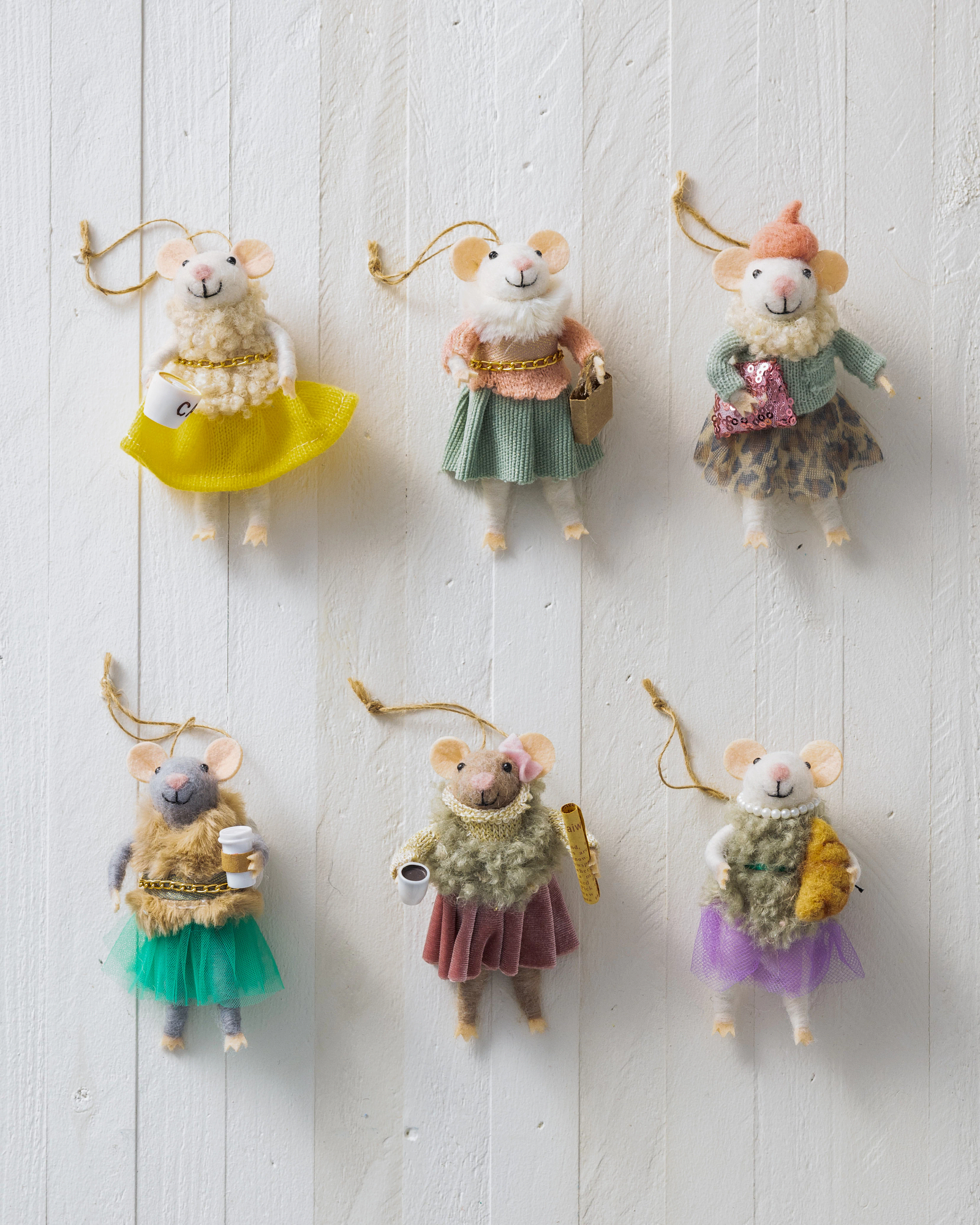 Felt Mustached Mice Ornaments - Sweet! - Barnyard World