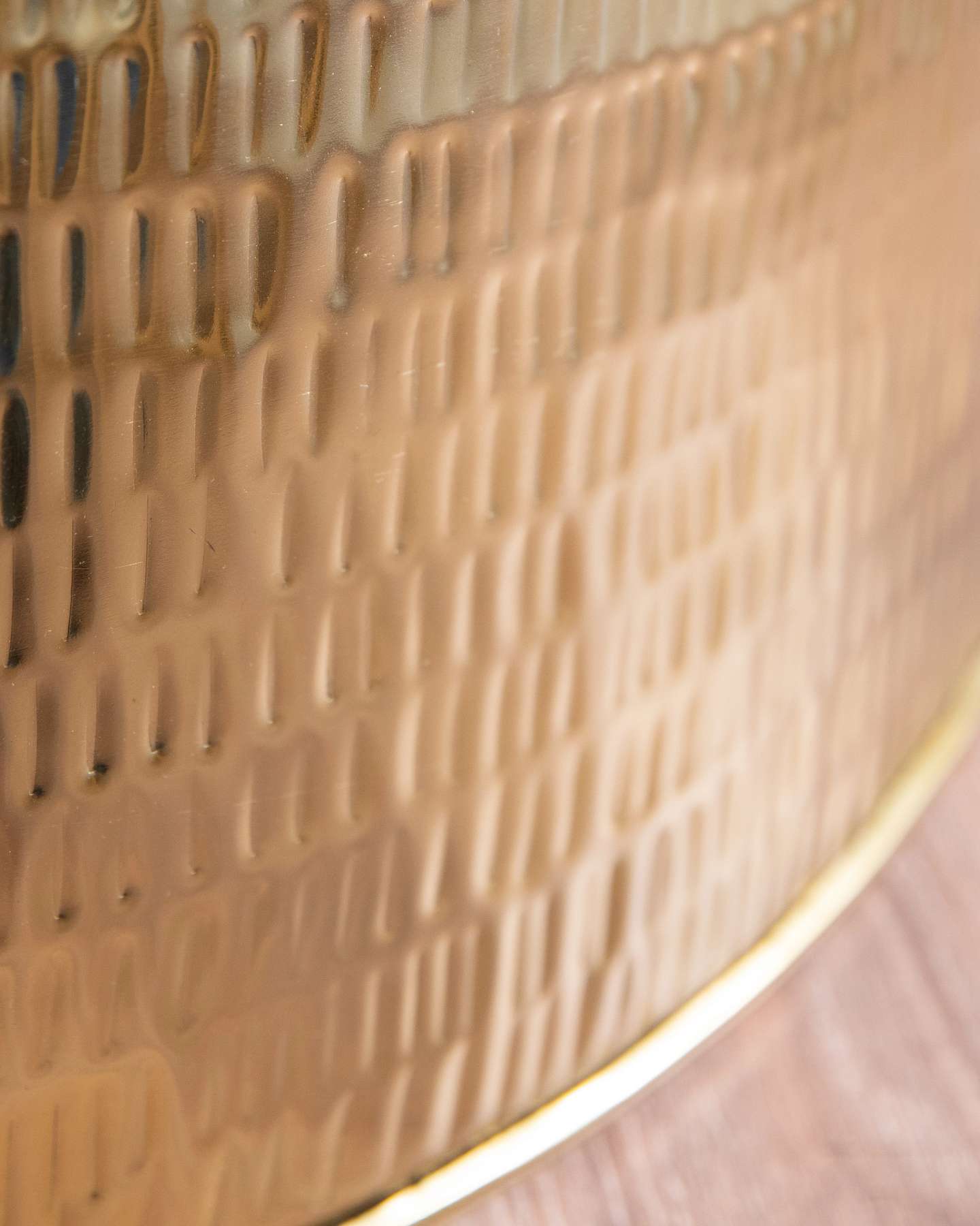 Balsam Hill Gold Rippled Metal Artificial Christmas Tree Collar Texture Closeup